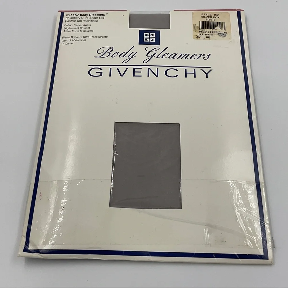 Givenchy NWT Vintage 1996 Body Gleamers Shimmery Sheer Pantyhose Silver Fox 157